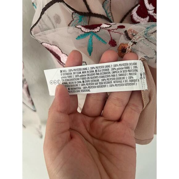 Anthropologie Endless Rose Long Sleeve Round Neck Embroidered Floral Mes… - Picture 8 of 10